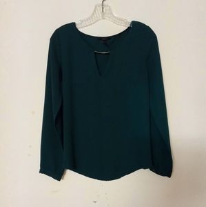 Forever 21 teal crepe blouse top shirt Sz M